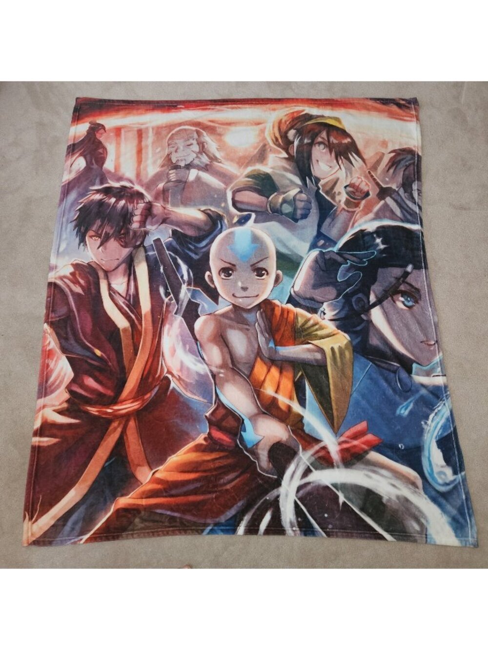 Avatar Last Airbender Fleece Blanket 50x60 Zuko Aang Uncle Iroh Toph Katara
